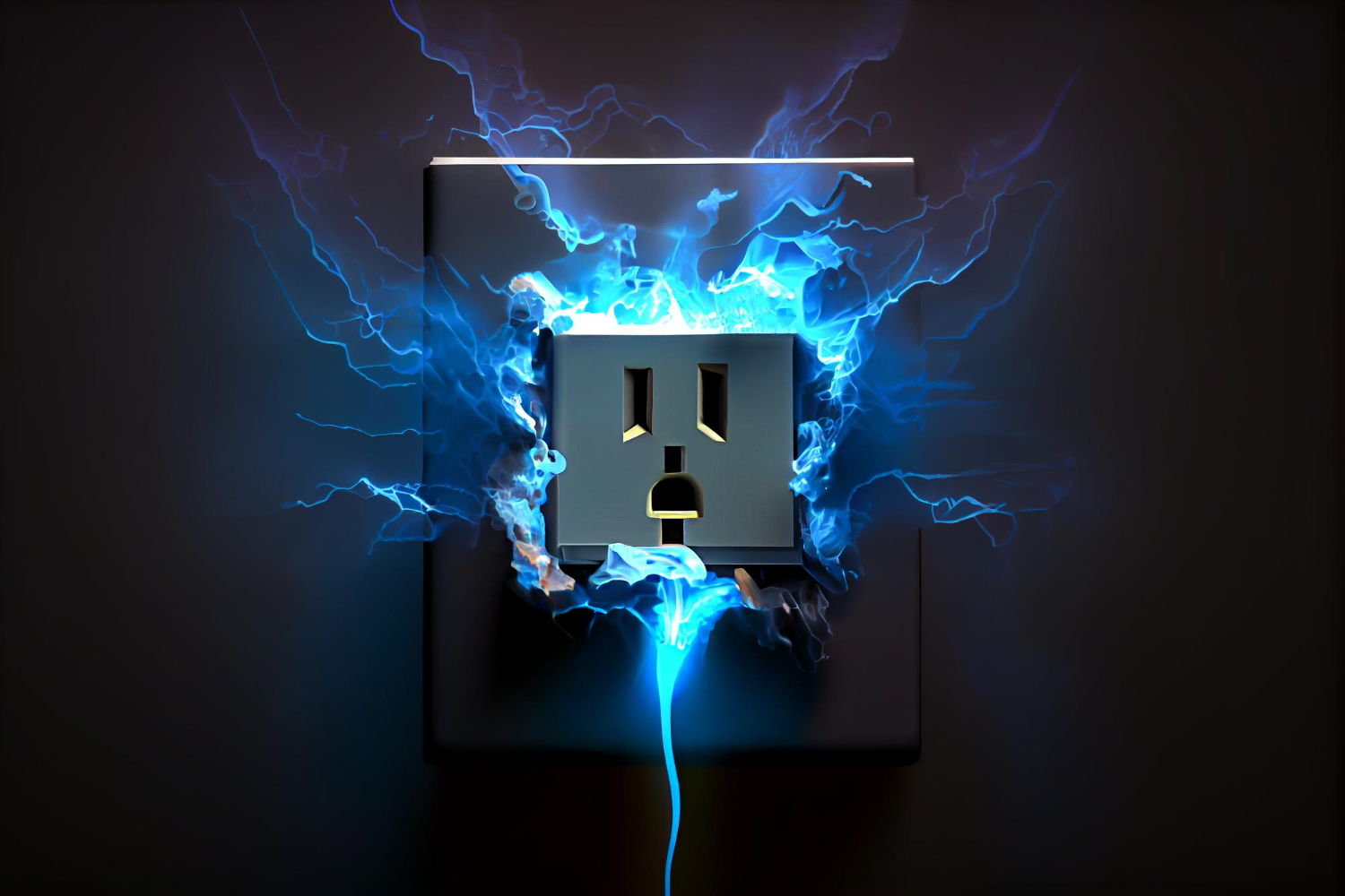 An electrical outlet which is emitting excessive power represented in cinematic picture
